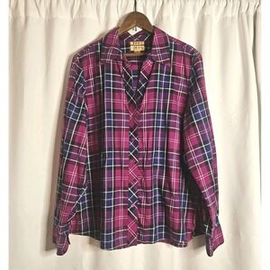 Investments ‎ Gold Label Plaid Button-Up Shirt 18 100% Cotton Non-Iron Career